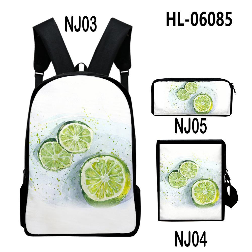 Lusso Novità Particolare Fresco limone Stampa 3D 3pz/Set alunno Zaini Scolastici Zaino Daypack per Laptop Borsa a tracolla inclinata Astuccio