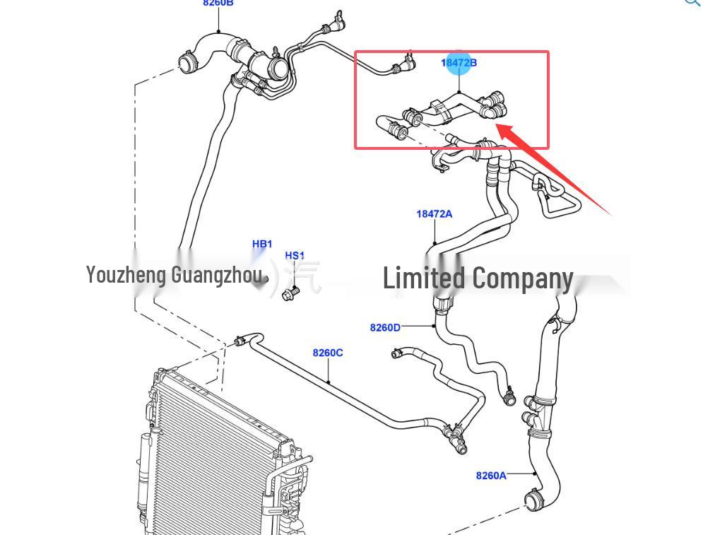 PCH500900 Heizungsschlauch für 2005-2009 Jaguar Land Rover Range Rover Sport