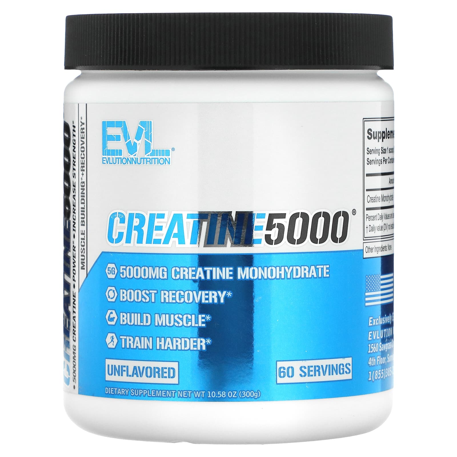 

EVLution Nutrition, CREATINE5000, Без смаку, 10.58 унції (300 г)