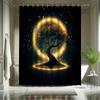 Halo Tree Shower Curtain Set, Beautiful Landscape, 12 Hooks, Water-Resistant Polyester, Bathtub Partition, Modern Bath Decor