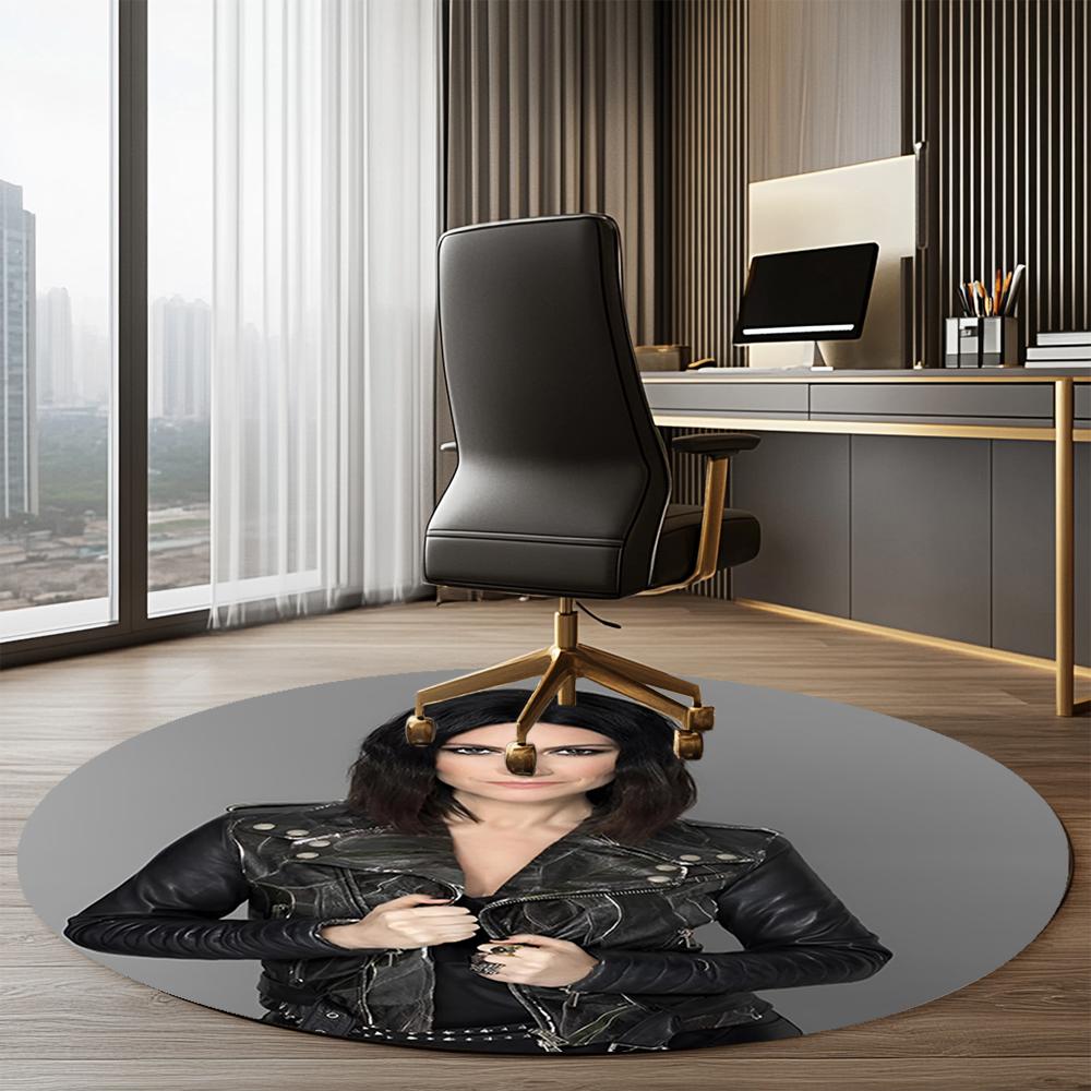 Laura Pausini Printed Round Rug Carpet Chair Rug Area Rug Entryway Doormats,for Office Chair Living Room Bedroom Kitchen Room.