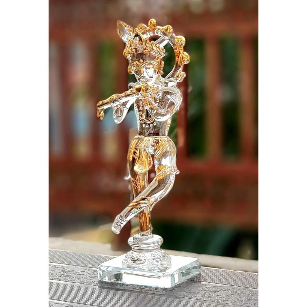 Krishna Kishan Murti Idol Statue Sculpture (5.25") | Crystal Glass