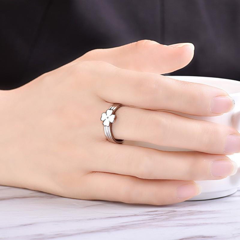 High-Grade Four-Leaf Clover Women's Ring Opening Adjustable Fashion Peach Heart Index Finger Ring