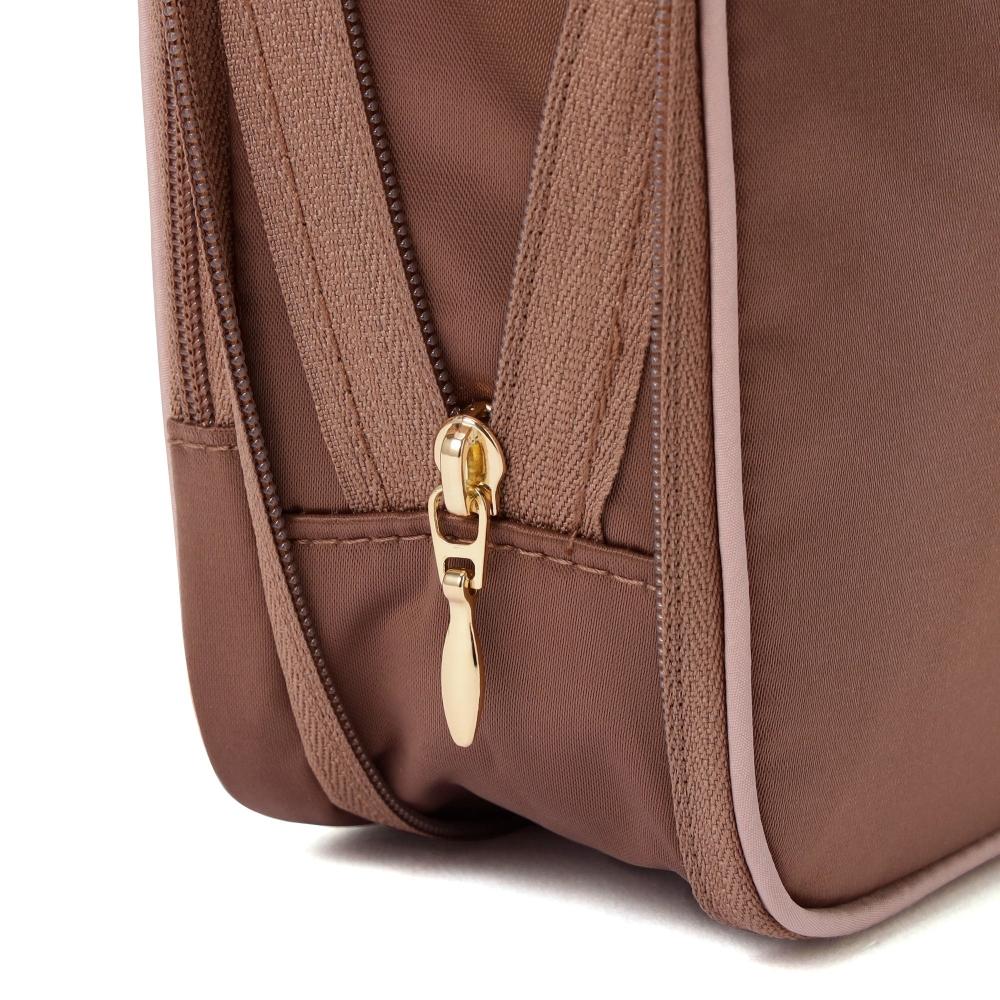 Franc Franc Japan Bicolor Satin Sanitary Compression Pouch Pink X Brown