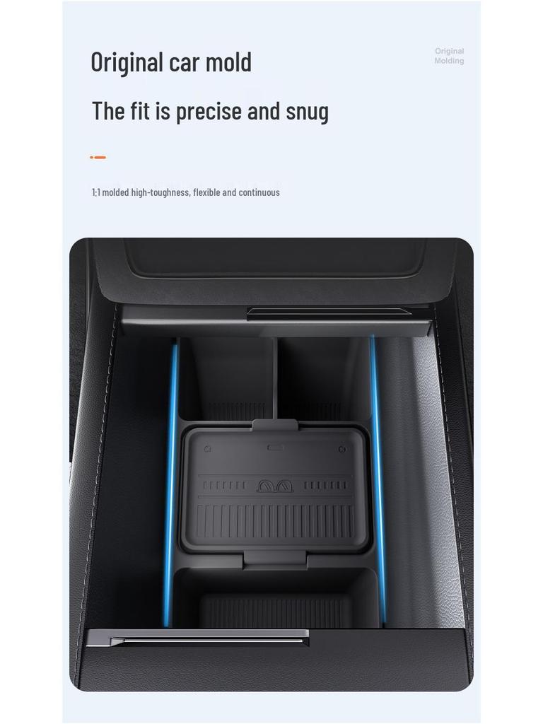 Tesla Middenconsole Opbergbox: Originele Autokleur, Handige Siliconen Organizer voor Onderste Consolelaag