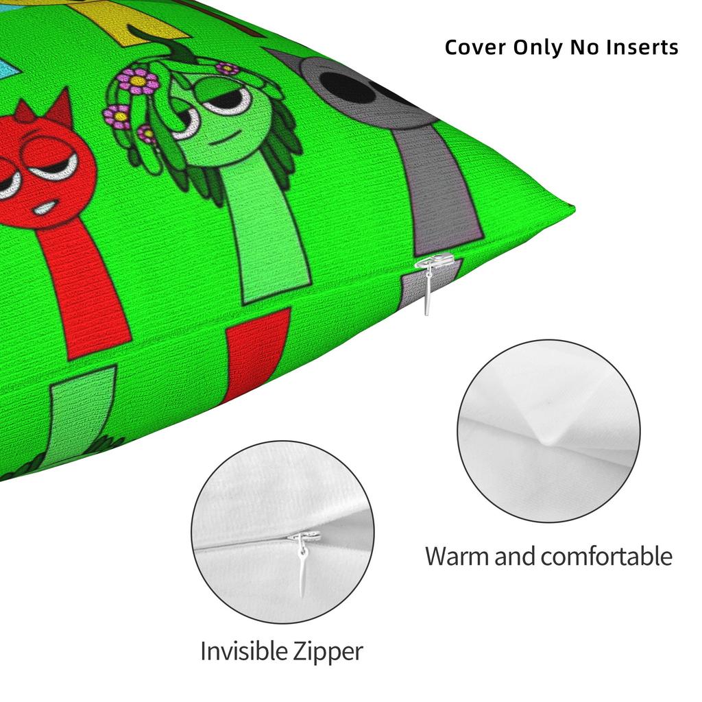 Sprunki Grey Oren Funbot Pillowcase Polyester Cushion Cover Decor Pillow Case Cover Seat Zippered 40*40Cm