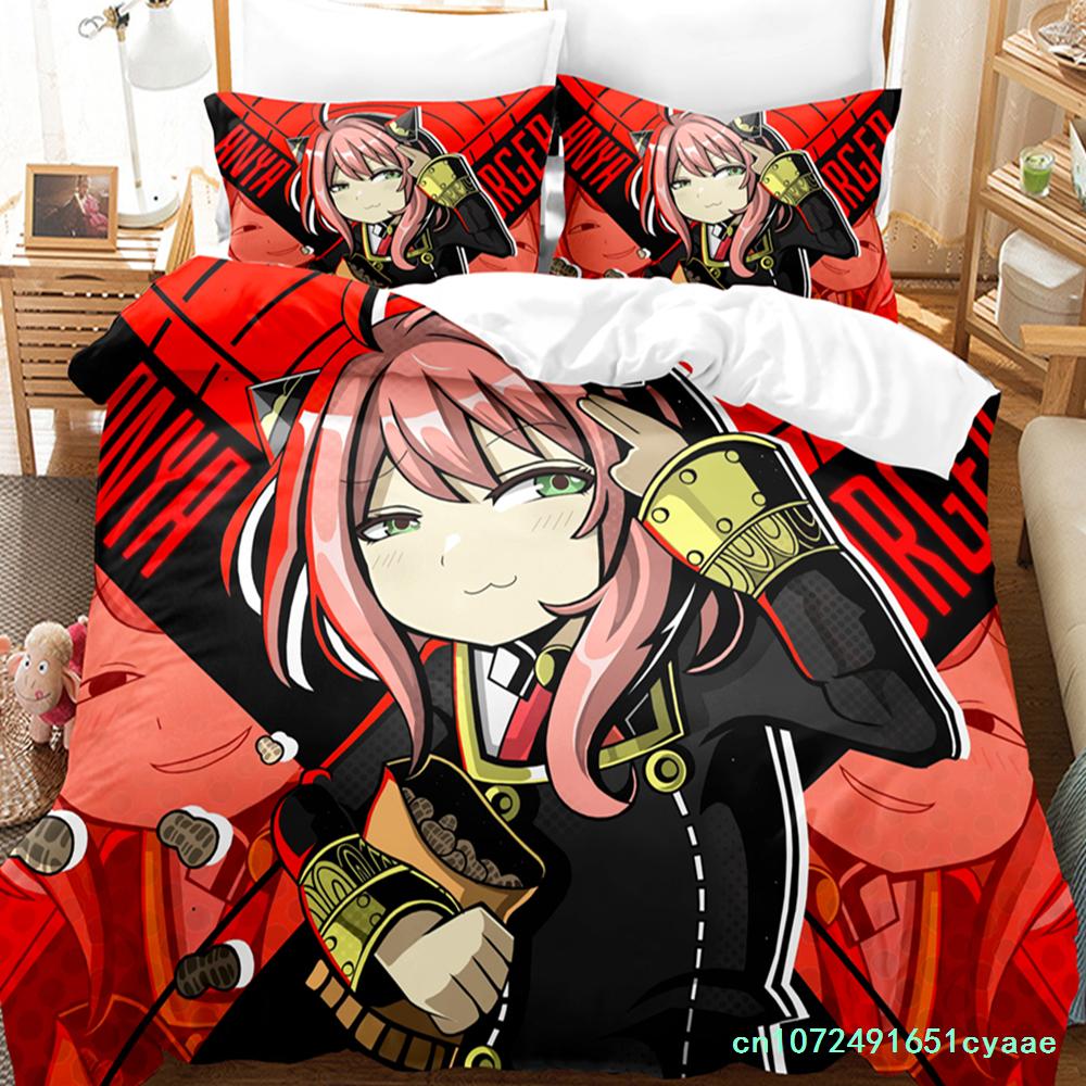 SPY×FAMILY Bedding Set Anime Anya Forger Quilt Cover Single Double Size With Pillowcase Boys Girls Bedspread