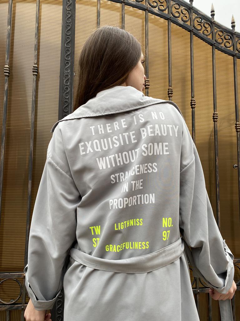 Waisted Trench Coat CLEW 230604 S Gray