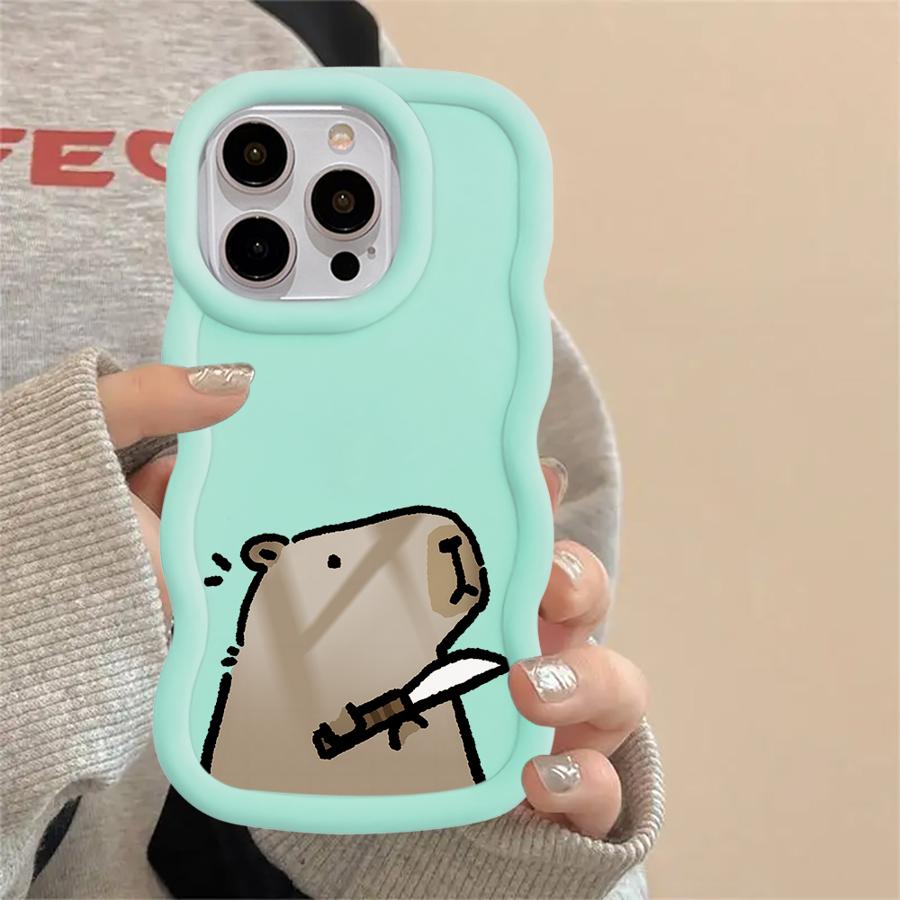 Soft Phone Cover Case for iPhone XR 14 8 12 17 Air 15 Plus 11 13 16 Pro Max Cartoon Cute Capybara