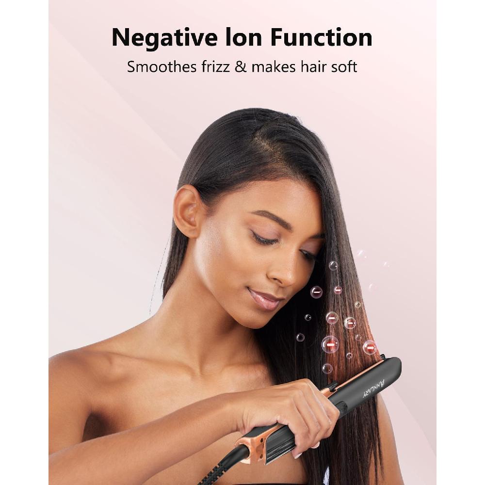 Haarglätter, 2,5 cm Glätteisen, Haarglätter und Lockenstab 2 in 1, professionelles Keramik-Ionen-Glätteisen mit Doppelspannung und Anti-Bügel-Silikon