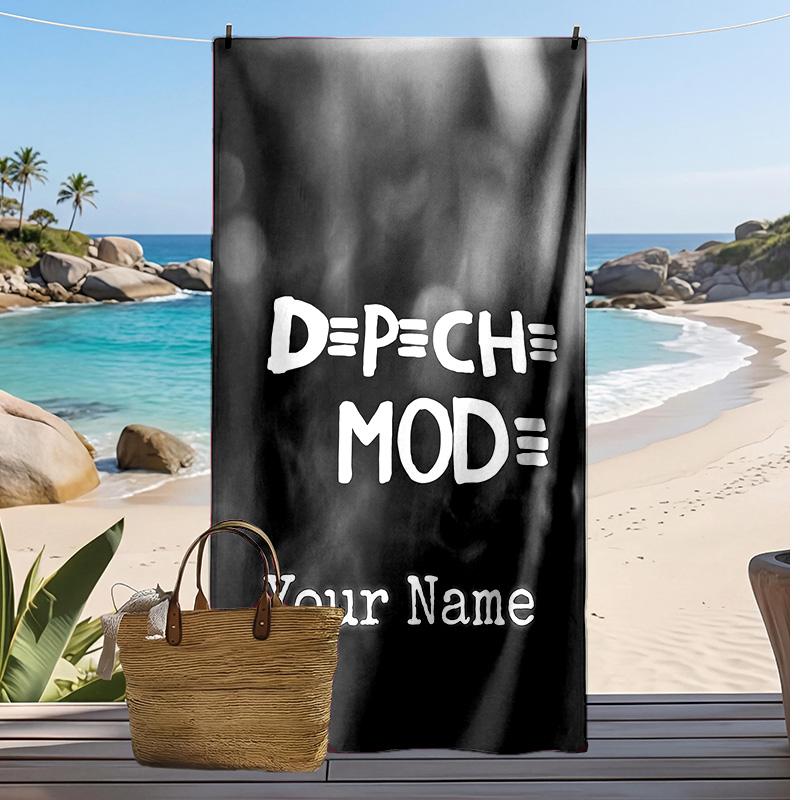 Depeche Mode Custom Beach Towel, Print Your Name Text Lightweight Absorbent Towel for Swimming Travel