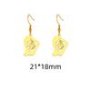 Reunion Map Outline Earrings Hibiscus Guadeloupe Martinique Pendant Earrings Stainless Steel Guyane Map Earrings For Women