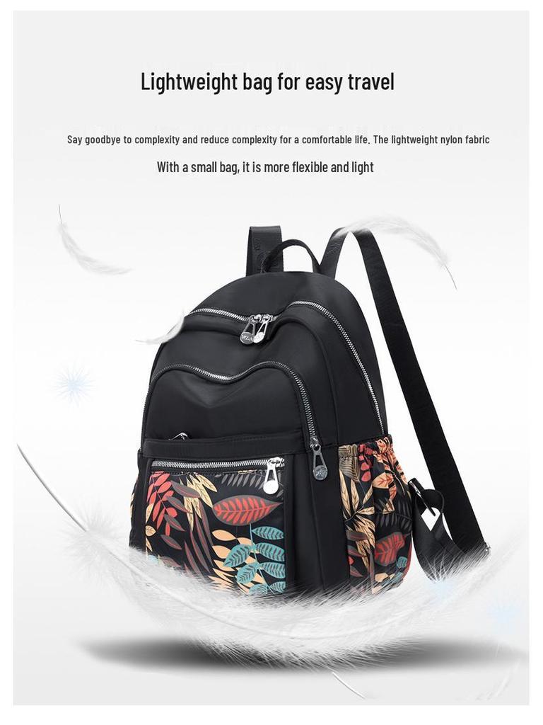 Women's Large Capacity Printed Nylon Backpack for Students & Travel