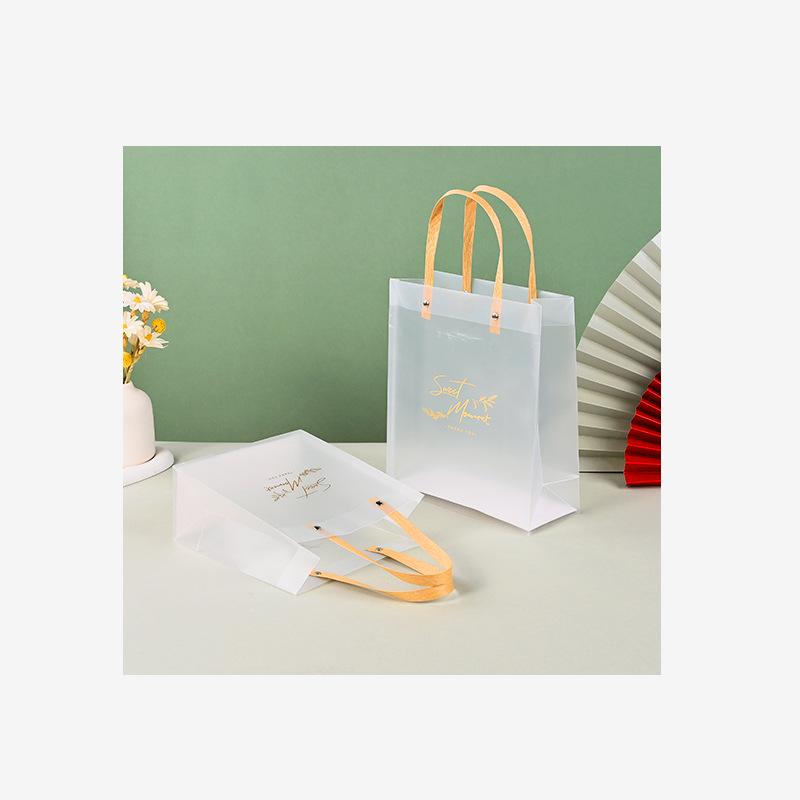 Sofort lieferbar durchscheinende mattierte quadratische Tragetasche - PP PVC Ins Stil & Anpassbar für Geschenke/Hochzeitsgeschenke