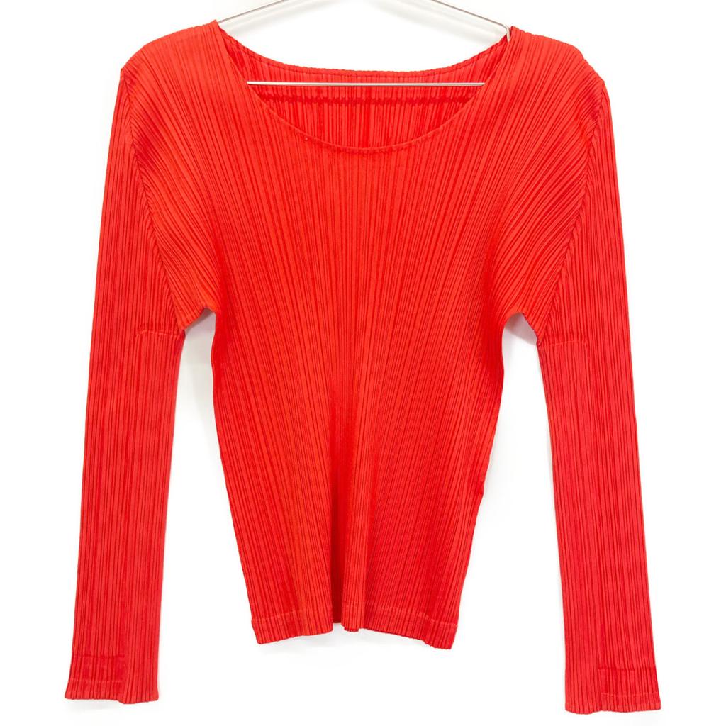 PLEATS PLEASE Excellent condition 21AW PP13-JK185 Red Pleated Blouse tops 3 RedUsed