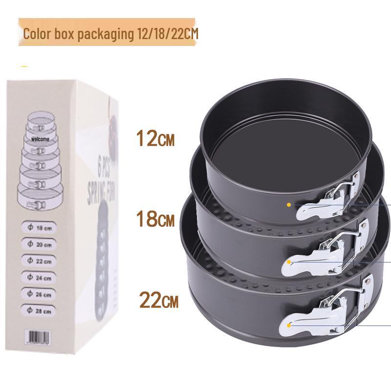 Cross-Border Cake Mold: Round/Square, Non-Stick, High Temp Resistant, Easy Clean, Removable Bottom, Secure Buckle