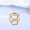 S925 Gold Plated Sterling Silver Four-Sided Open Ring Setting for Women - Classic Silver Jewelry Accessory