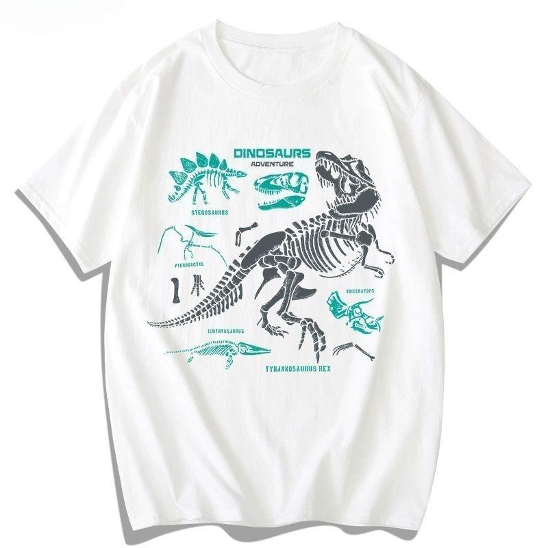 New 2026 Stegosaurus Archaeology Print TShirt Unisex Loose Plus Size Crew Neck Short Sleeve Casual Dino Graphic Tee Hot Sale