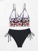 Women's Swimwear Sexy Printed Halter Neck Bikini Suit Side Tie High Waist Swimsuit Beachwear