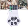 Xmas Stocking Large Capacity   Plaid Pet Foot Hanging Stocking Decoration for Present Bag