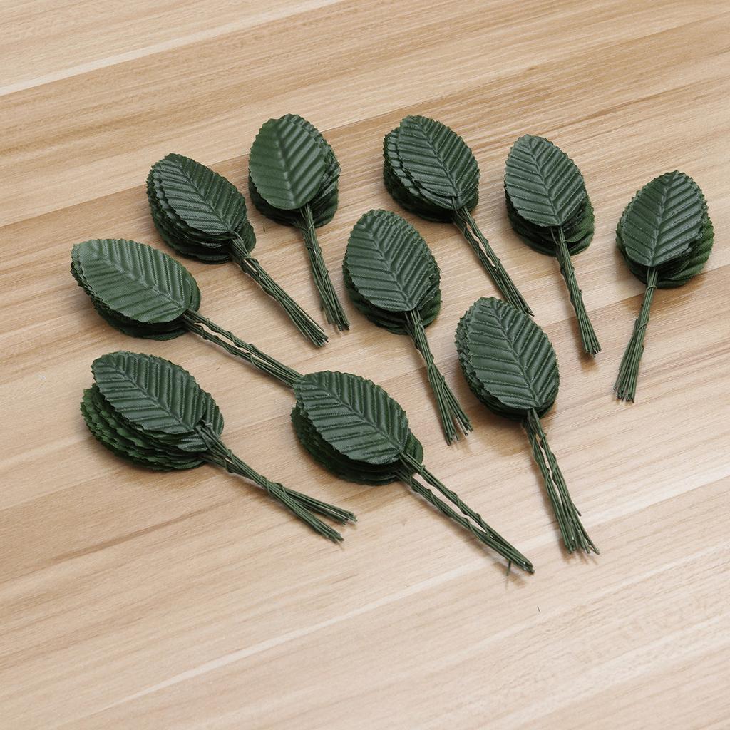 200Pcs Artificial Plant Leaves Lifelike Fake Leaves Indoor Decoration Flower Arrangement Accessories Dark Green