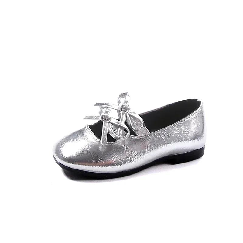 2024 Children Leather Shoes for Girls Autumn New Fashion Princess Style Soft Bottom Sweet Bowtie Dancing Versatile Party Shoes