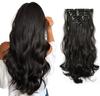 MoonEyes 7 Piece Set 16 Clips 24-26 Inch Curly/wavy Full Head Clip In On Hair Extension for Girls, Women or Lady Hair Extension (Natural Black)