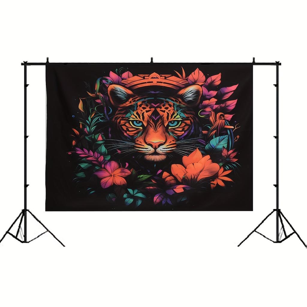 Colorful Forest Lion King Fluorescent Blacklight  Tapestry Wall Tapestry Monster Tapestry Wall Hanging for Bedroom Living Room