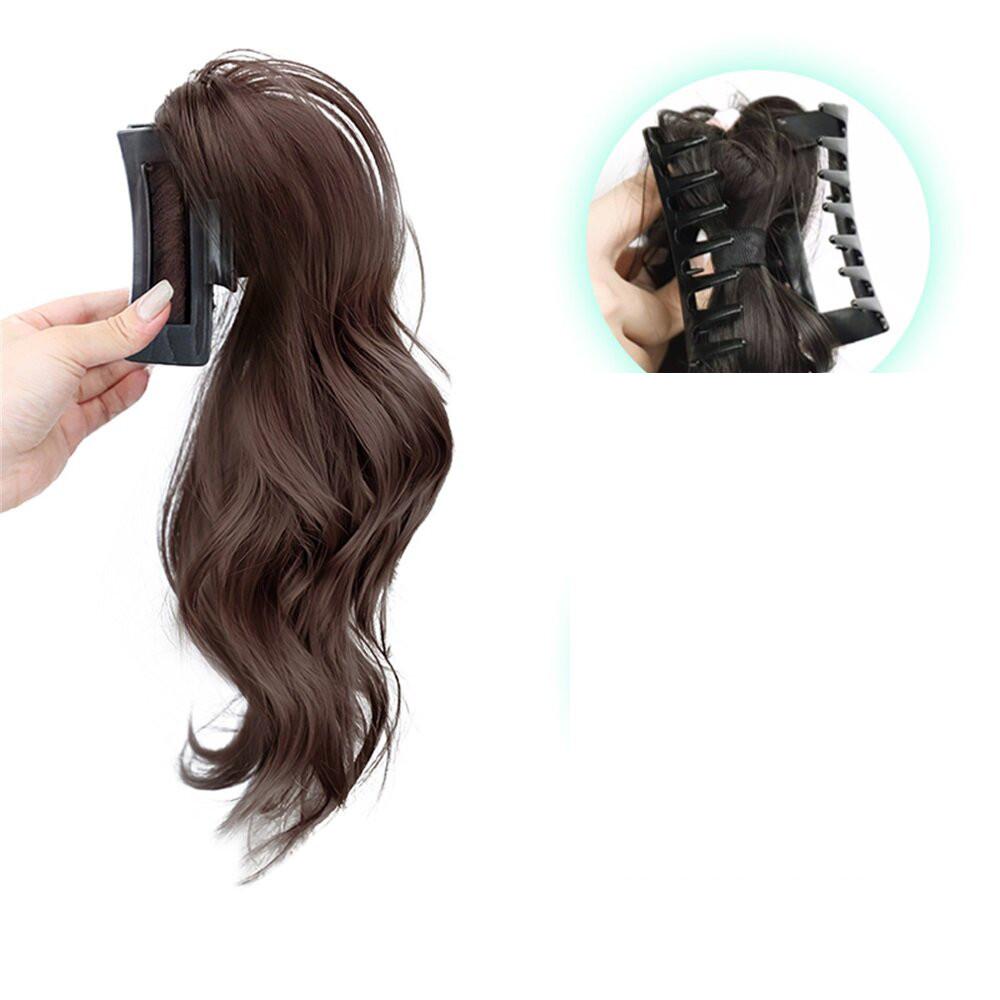 Women's Clip-on Synthetic Wig Bow Half-tied Ponytail Curly Hair Gentle Versatile Shark Clip Wig Fluffy Hair Growth Simulation