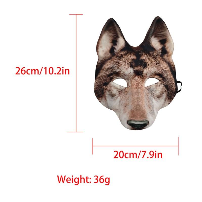 Adult Wolf Mask Costume Accessory Halloween Party Cosplay Animal Theme Dress Up Brown Gray