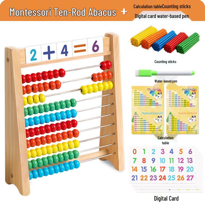 Wooden Arithmetic Stand for Kids: Addition & Subtraction Teaching Aid for Preschool Number Recognition