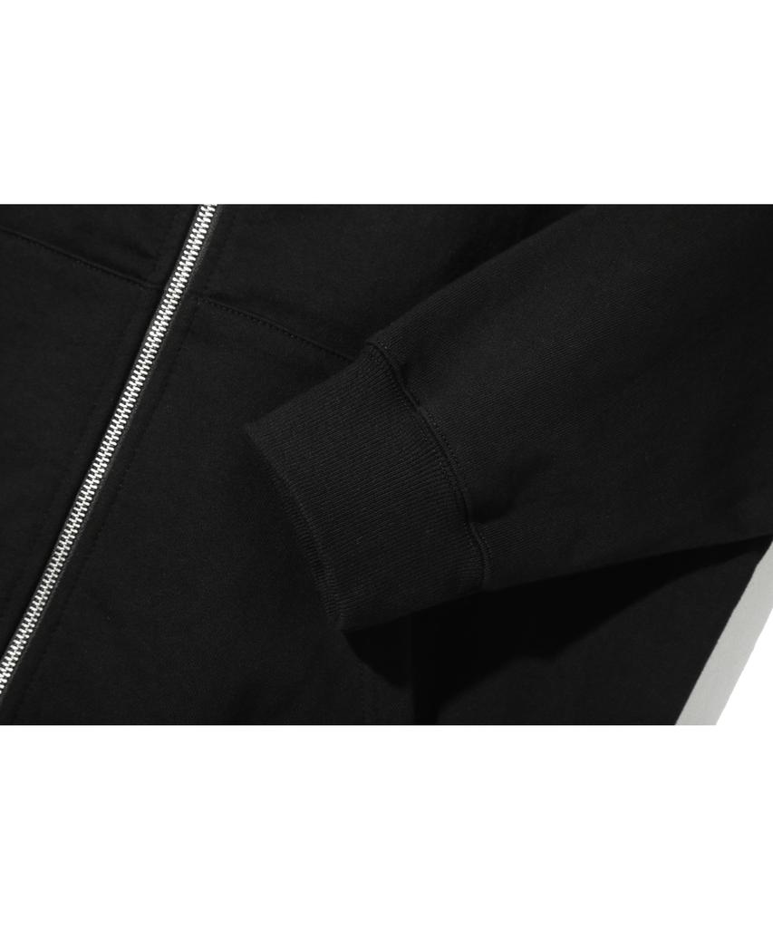 Basemoment Rivet Crop Zip-Up Hoodie (Heavyweight) Black