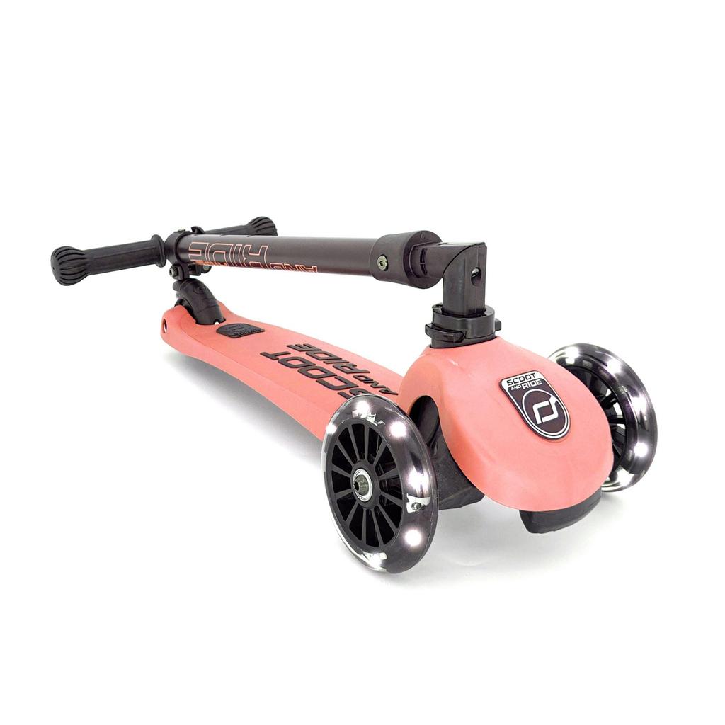 Scoot Ride Highway Kick 3LED Peach Kids Scooter Kickboard Tricycle Genuine Product & [Japanese Warranty]