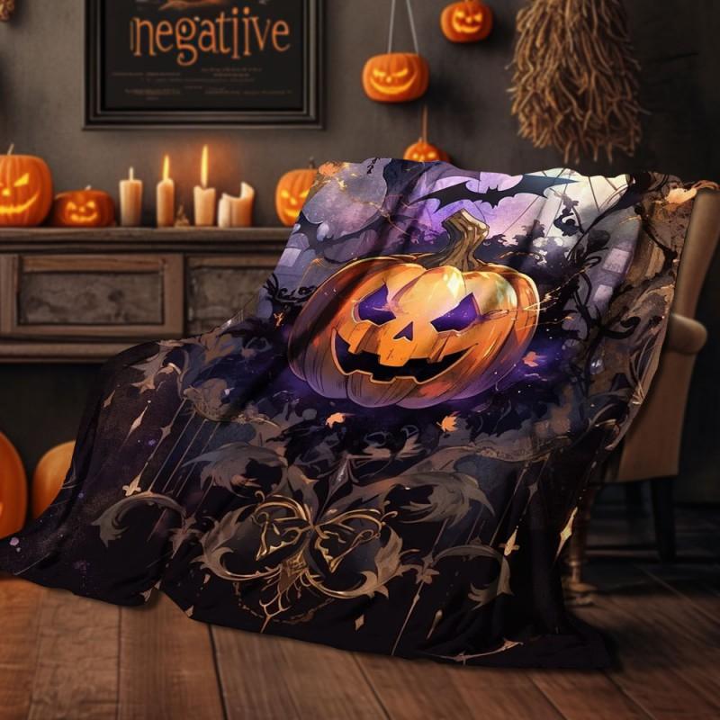 Halloween Print Flannel Blanket Soft Cozy Throw Bed Sofa Plush Fleece 70x100 To 150x200cm