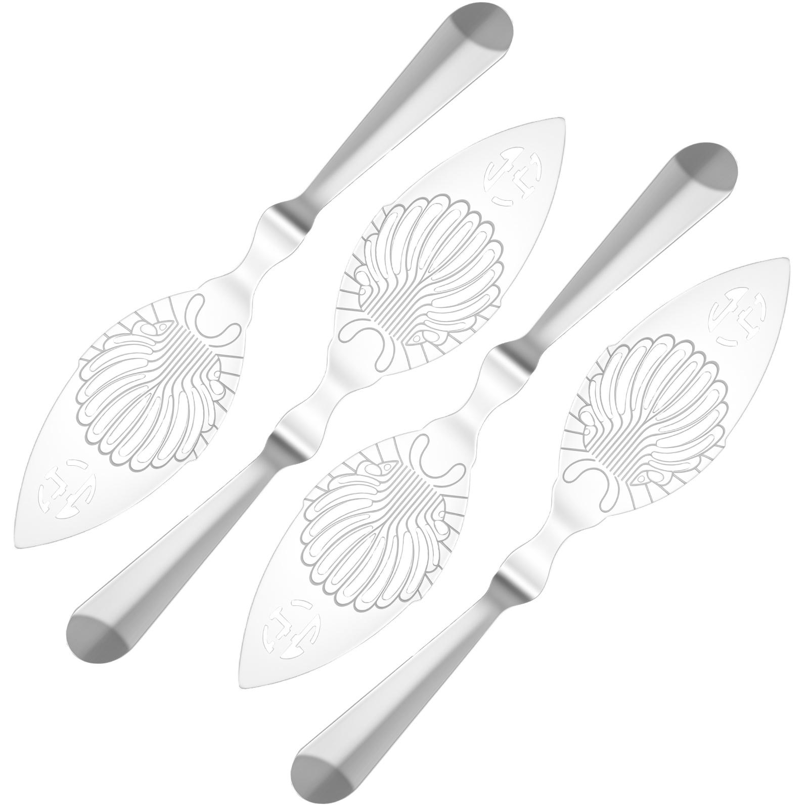 4 Pcs Absinthe Spoon 304 Stainless Steel Wormwood Spoon Hollow Out Absinthe Dripper Wormwood Filter Spoons for Party Bar Gadgets