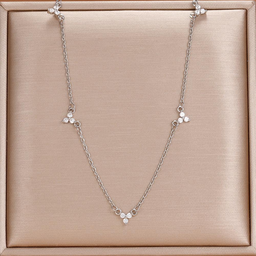 New Stainless Steel Zircon Necklaces for Women Luxury 18K Gold Plated Collar Chain Necklace Wedding Jewelry Gift