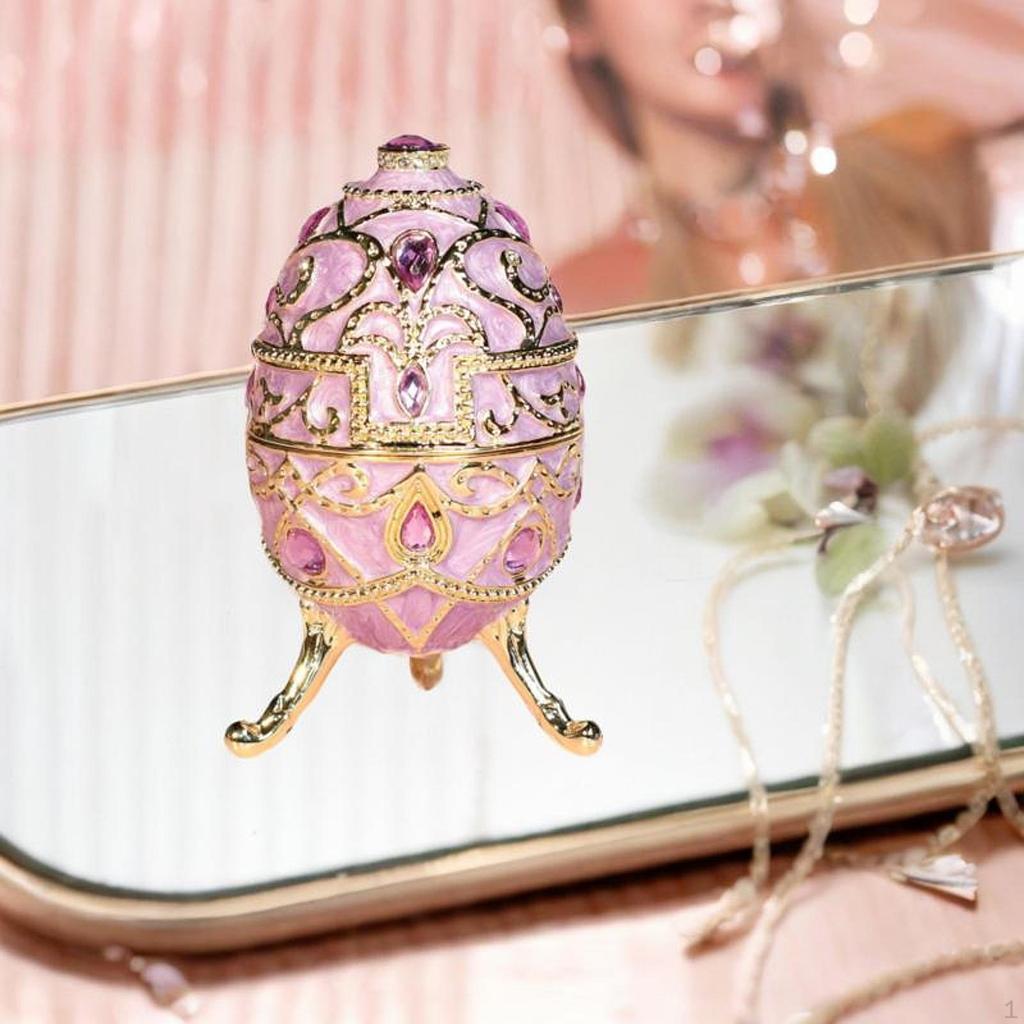 Enameled Jewelry Box Display Ornament Easter Decor Egg Style for Pendants