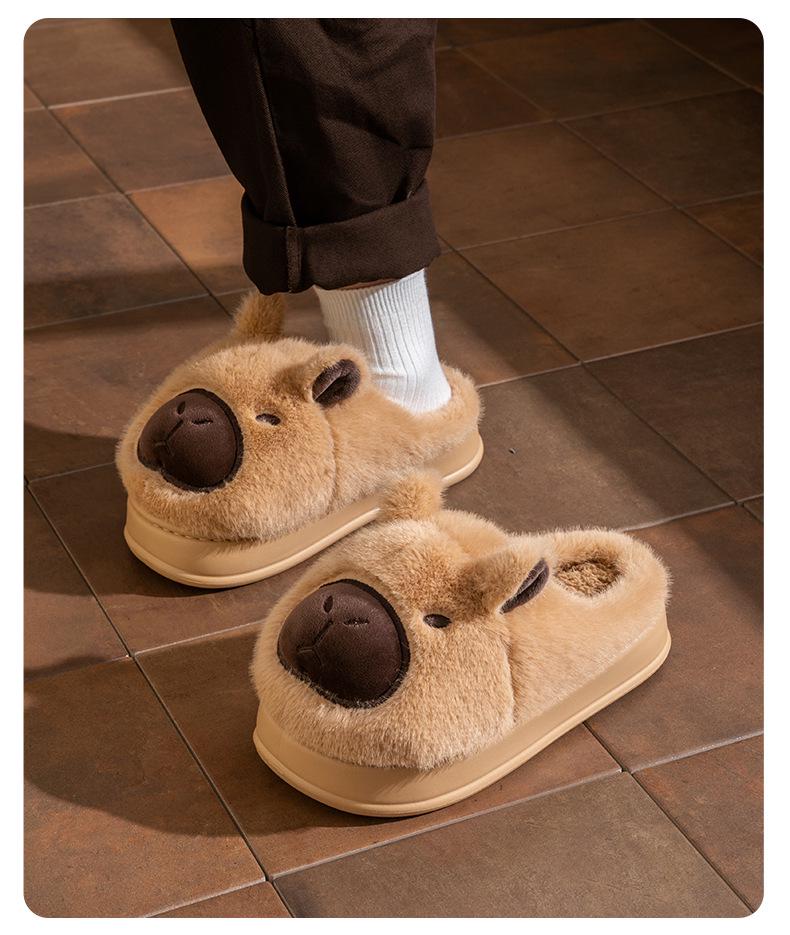 Kids' Cartoon Cotton Slippers – Cozy, Fleece-Lined, Thick Sole Fur Slippers for Boys. Perfect for Autumn & Winter Indoor Comfort.