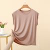 T-shirt da donna estiva in modal senza maniche, tinta unita, vestibilità larga, leggera, base per layering, casual per uso quotidiano, maglietta base, canottiera