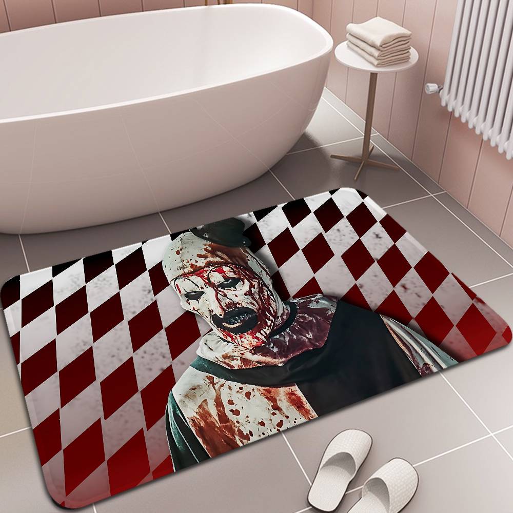 Horror T-Terrifier Film Eingangstür Matte Waschbar Rutschfest Wohnzimmer Sofa Stühle Bereich Matte Küche Willkommen Fußmatte