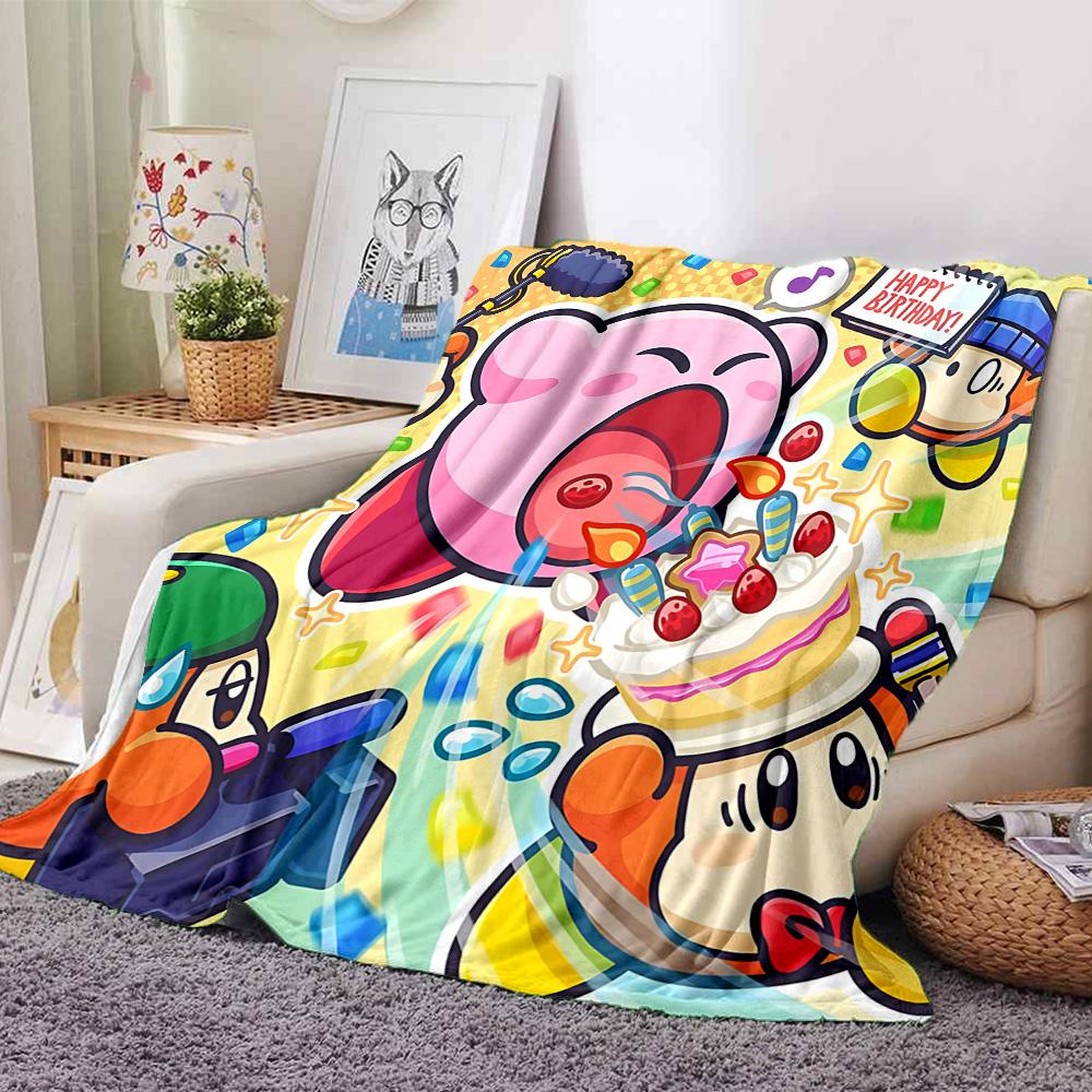 Kawaii Birthday Celebration Flannel Blanket Super Soft Warm Cozy Blanket For Sofa Bed Office Travel Allseason Home Decor Gift