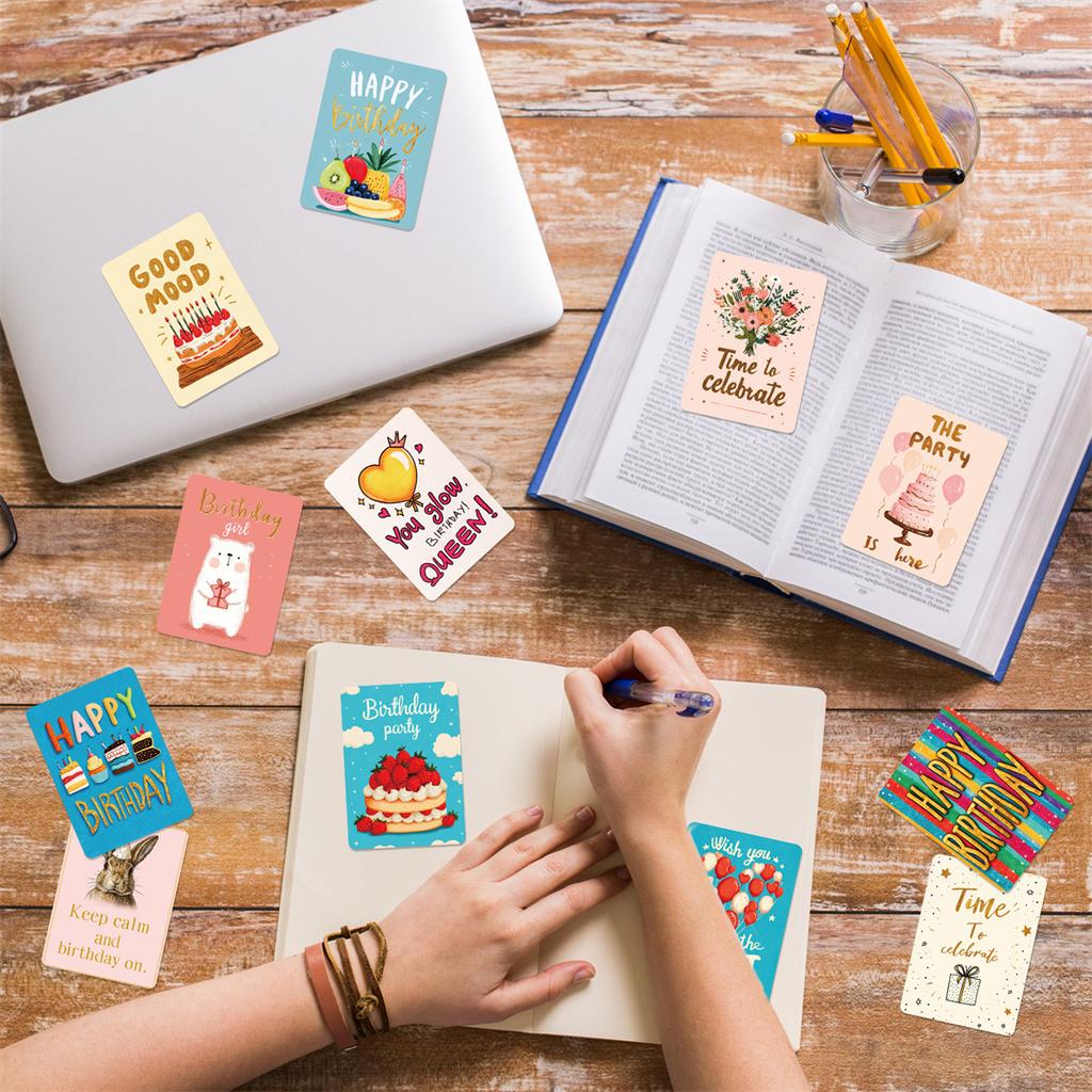 50 Pcs Creative Birthday Decorative Cards - Party Atmosphere Decoration, Blessing Greeting Cards, Scrapbook Sticker Set