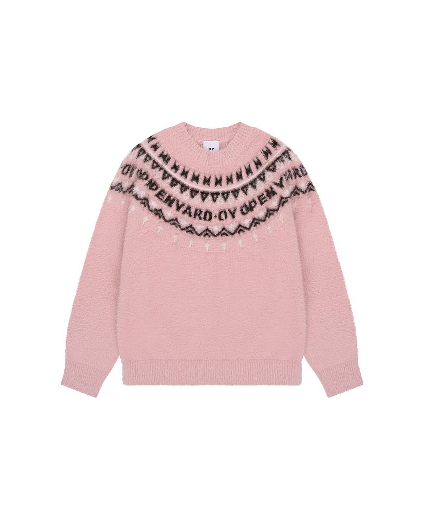 Opeunyadeu(Owai) Nordic Logo Hairy Knit - Pink