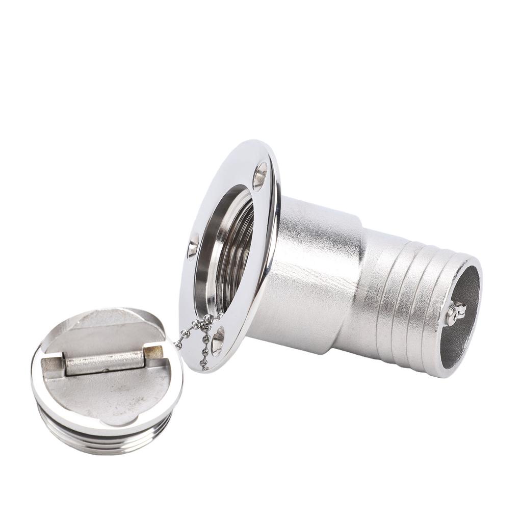 Boat Fuel Gas Deck Fill with Keyless Cap 38mm Boat Fuel Deck Filler 1.5 Inch Stainless Steel Deck Fuel Filler Neck for
