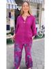 2024 Fashion Women's Cotton Linen Two-Piece Set: Loose Long Sleeve Top & Casual Print Pants