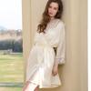 New 100% Mulberry Silk Splicing Lace Exquisite Elegant Pajamas Home Clothes Women's Silk Sleepwear Single Robe