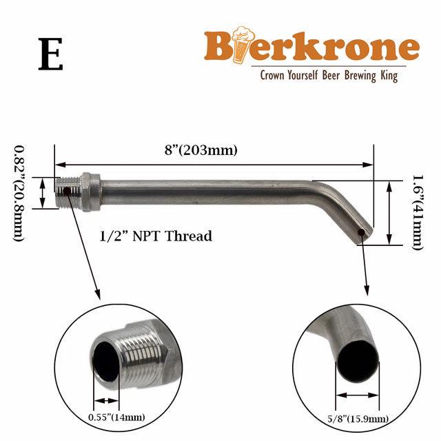 Craft Beer Keg Immersion Tube with 1/2'' NPT Male Thread Fitting