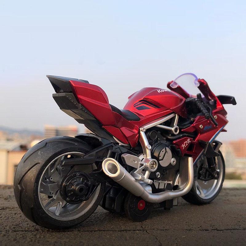 1:12 Handmade Police Motorcycle Model Toy - Pull Back Alloy Ornaments for Kids