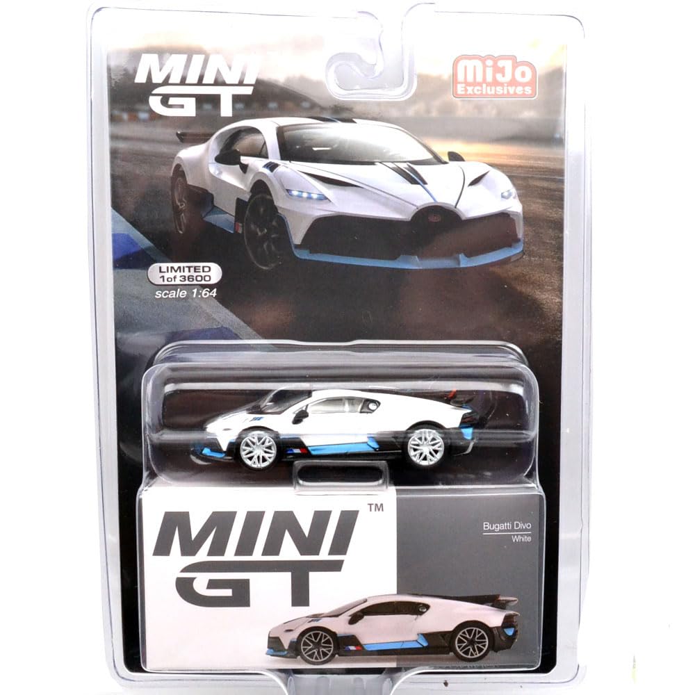 MINI GT 164 scale USA MiJo Toys exclusive Bugatti Divo (White) Chase Car