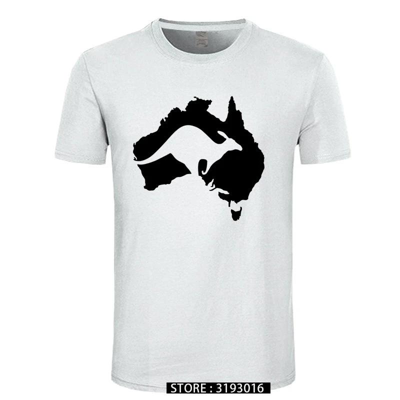 Cool Australia Map Kangaroo T Shirt Men Cotton Oneck Hip Hop Tops Harajuku Streetweaarr Australia Tshirt